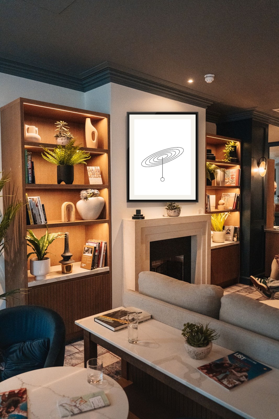 Leonardo's Flying Machine, framed and hung in a private room