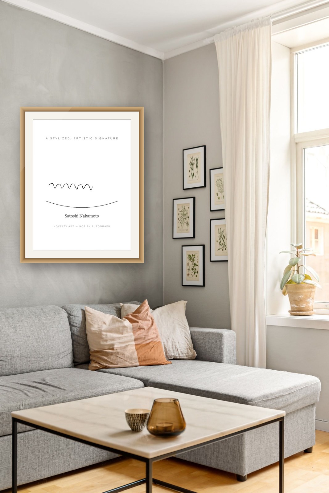 On the wall — natural oak